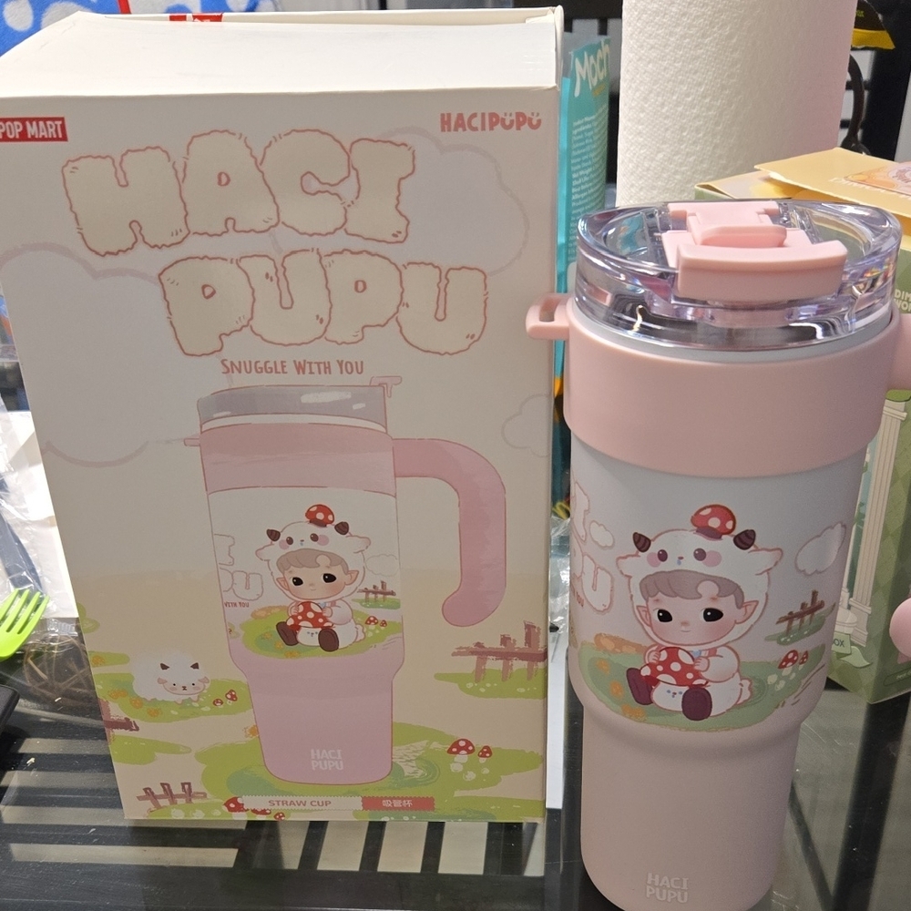 Haci Pupu Pink Straw Cup with Cute Character - Picture 1 of 1